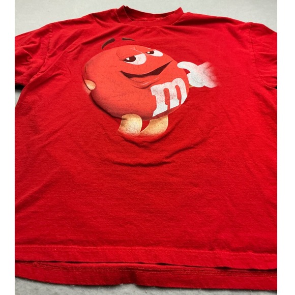 M&Ms Red Graphic T-Shirt Red Character Mars Candy Size 2XL Casual Cotton Tee